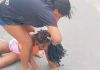 Mulher corta cabelo e roupa de amante